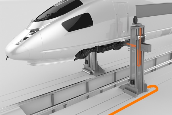 Zdvižná plošina pro vlaky s energetickými řetězy e-chain a kabely chainflex